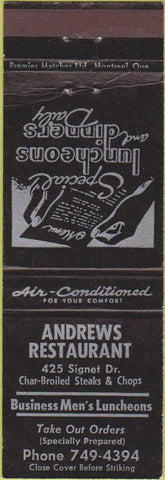 Matchbook Cover - Andrews Restaurant