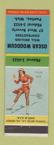 Matchbook Cover - Oscar Woodcut Well Drilling Pontiac MI pinup