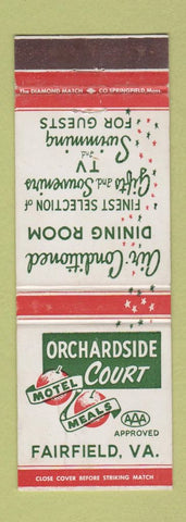 Matchbook Cover - Orchardside Court Motel Fairfield VA