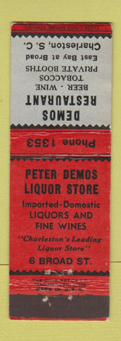 Matchbook Cover - Demos Restaurant Charleston SC liquor low phone #
