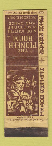 Matchbook Cover - Pioneer Room Severs Hotel Muskogee OK WORN