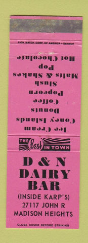Matchbook Cover - D&N Dairy Bar Madison Heights MI WEAR