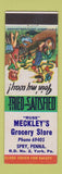 Matchbook Cover - Meckley's Grocery Spry PA hillbilly York