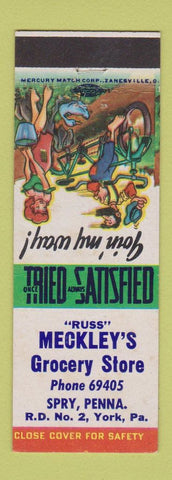 Matchbook Cover - Meckley's Grocery Spry PA hillbilly York