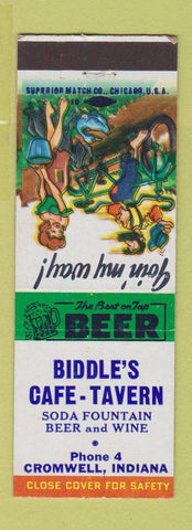 Matchbook Cover - Biddle's Cafe Tavern Cromwell IN hillbilly