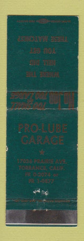 Matchbook Cover - Pro Lube Garage Torrance CA WEAR