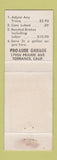 Matchbook Cover - Pro Lube Garage Torrance CA WEAR