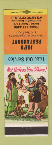 Matchbook Cover - Joe's Restaurant Atlantic City NJ hillbilly