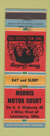 Matchbook Cover - Morris Motor Court Lewisburg OH motel WEAR