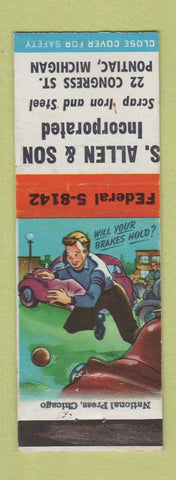 Matchbook Cover - S Allen & Son Scrap Iron Steel Pontiac MI