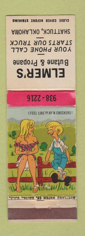 Matchbook Cover - Elmer's Butane Propane Shattuck OK hillbilly WORN