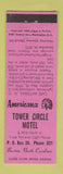 Matchbook Cover - Tower Cirle Motel Buxton NC Perkins Americana