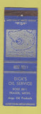Matchbook Cover - Dick's Oil Service Fraser MI Agro oil WORN
