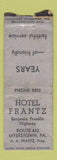 Matchbook Cover - Hotel Frantz Myerstown PA BOBTAIL WORN