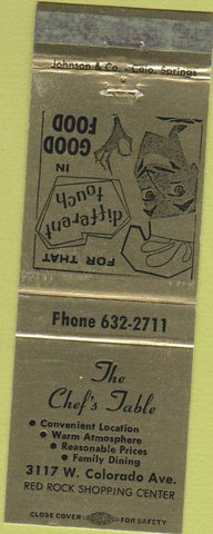 Matchbook Cover - Chef's Table Colorado Springs? CO