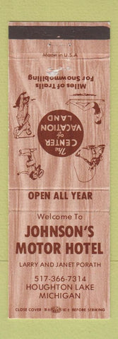 Matchbook Cover - Johnson's Motor Hotel Houghton Lake MI