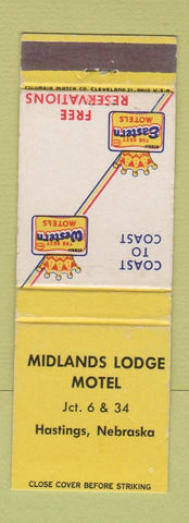 Matchbook Cover - Midlands Lodge Motel Hastings NE WEAR