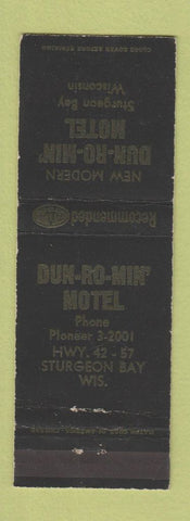 Matchbook Cover - Dun Ro Min Motel Sturgeon Bay WI