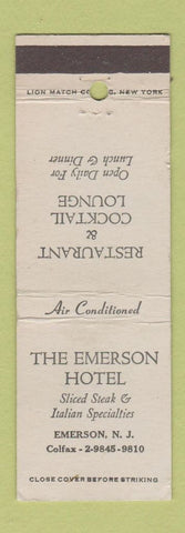 Matchbook Cover - Emerson Hotel Emerson NJ
