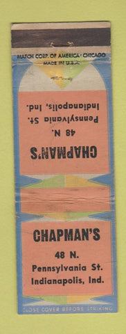 Matchbook Cover - Chapman's Indianapolis IN WORN
