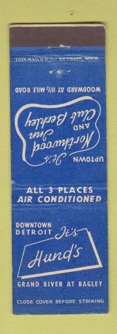 Matchbook Cover - Hund's Restaurant Detroit MI