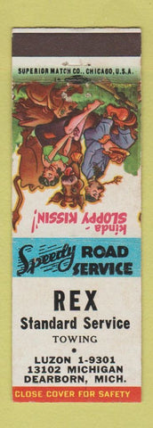Matchbook Cover - Rex Standard oil gas Dearborn MI hillbilly