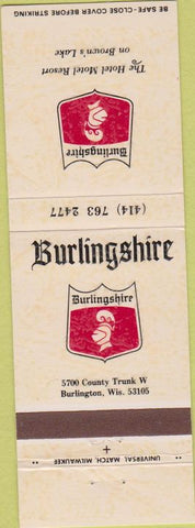 Matchbook Cover - Burlingshire Burlington WI