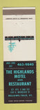 Matchbook Cover - Highlands Motel Restaurant Bellows Falls VT