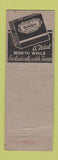 Matchbook Cover - Fashion Tailored Clothes Men's Sears WORN