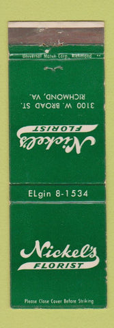 Matchbook Cover - Nickel's Florist Flowers Richmond VA
