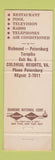 Matchbook Cover - Old Stage Motor Lodge Colonial Heights VA