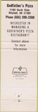 Matchbook Cover - Godfather's Pizza Mitchell SD