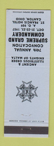 Matchbook Cover - Knights of Malta Canton OH Convention 1957 BLUE
