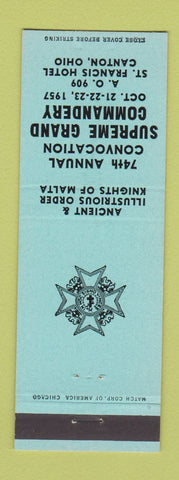 Matchbook Cover - Knights of Malta Canton OH Convention 1957 TEAL