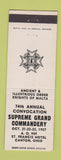 Matchbook Cover - Knights of Malta Canton OH Convention 1957 WHITE