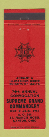 Matchbook Cover - Knights of Malta Canton OH Convention 1957 RED