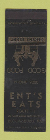 Matchbook Cover - Ent's Eats Bloomsburg PA