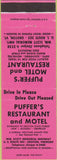 Matchbook Cover - Puffer's Motel Restaurant Groton VT