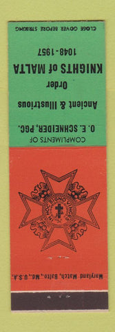 Matchbook Cover - Knights of Malta  Easton PA