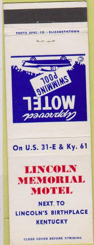 Matchbook Cover - Lincoln Memorial Motel Hodgenville KY Abraham