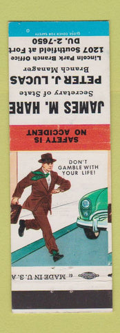 Matchbook Cover - James Hare Secretary of State Lincoln Park MI
