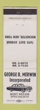 Matchbook Cover - George Werwin Auto Body Rochester NY