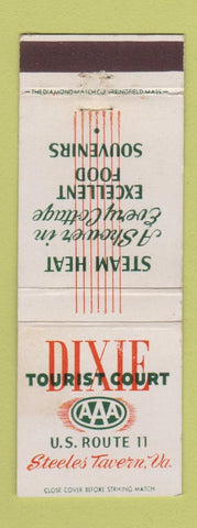 Matchbook Cover - Dixie Tourist Court Motel Steeles Tavern VA