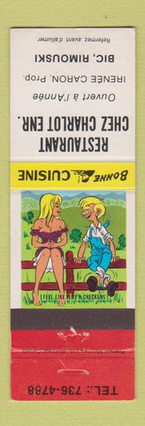 Matchbook Cover - Restaurant Chez Charlot Rimouski QC hillbilly