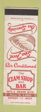 Matchbook Cover - Clam Shop and Bar Detroit MI
