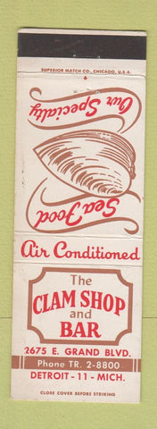 Matchbook Cover - Clam Shop and Bar Detroit MI