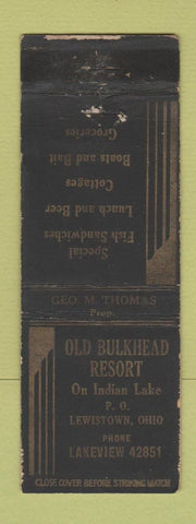 Matchbook Cover - Old Bulkhead Resort Lewistown OH WORN
