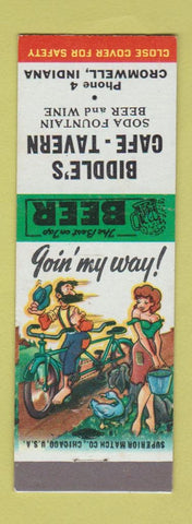 Matchbook Cover - Biddle's Cafe Tavern Cromwell IN hillbilly