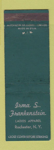 Matchbook Cover - Irma Frankenstein Women's Clothes Rochester NY