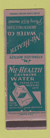 Matchbook Cover - Nu Health Drinking Water Wichita Falls TX